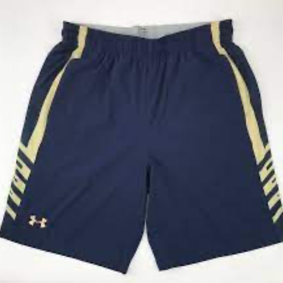 Navy Academy Blue and vegas gold Under Armour shorts - Picture 1 of 4